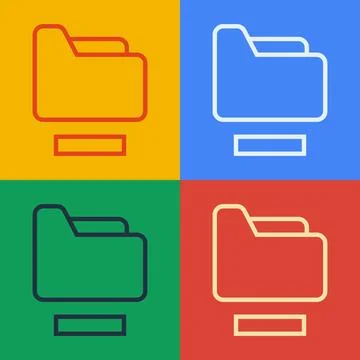 Pop art line Document folder icon isolated on color background. Accounting Stock Illustration