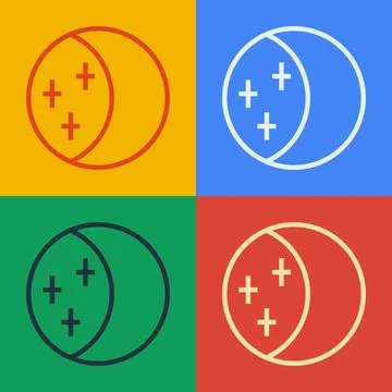 Pop art line Eclipse of the sun icon isolated on color background. Total sonar Stock Illustration