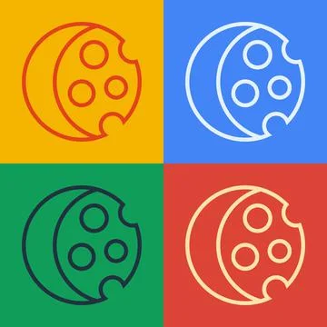 Pop art line Eclipse of the sun icon isolated on color background. Total sona Ilustração Stock