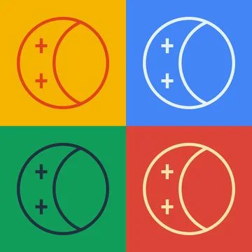 Pop art line Eclipse of the sun icon isolated on color background. Total sonar Illustrazione stock