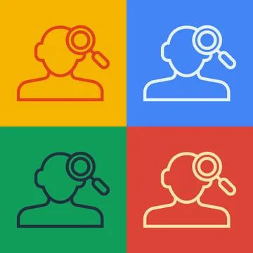 Pop art line Finding a problem in psychology icon isolated on color background Illustrazione stock