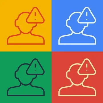 Pop art line Finding a problem in psychology icon isolated on color backgro.. Illustrazione stock