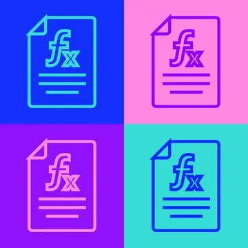 Pop art line Function mathematical symbol icon isolated on color background Stock Illustration