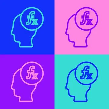 Pop art line Function mathematical symbol icon isolated on color background Stock Illustration