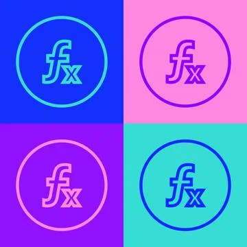 Pop art line Function mathematical symbol icon isolated on color background Stock Illustration