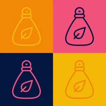 Pop art line Garbage bag icon isolated on color background. Vector Stock Illustration