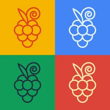 Pop art line Grape fruit icon isolated on color background.  Vector Ilustração Stock