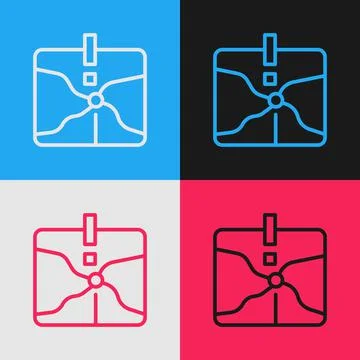 Pop art line Intersection point icon isolated on color background. Vector Stock Illustration