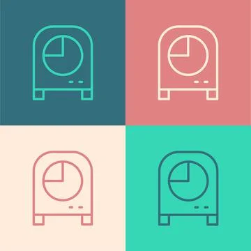 Pop art line Kitchen timer icon isolated on color background. Cooking utensil Stockillustratie