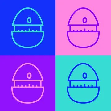 Pop art line Kitchen timer icon isolated on color background. Cooking utensil Illustrazione stock
