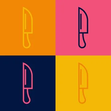 Pop art line Knife icon isolated on color background. Cutlery symbol. Vector 스톡 일러스트