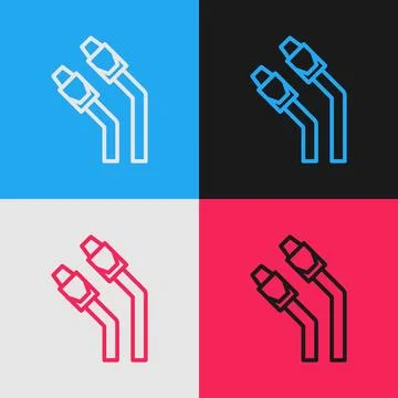 Pop art line LAN cable network internet icon isolated on color background Stock Illustration