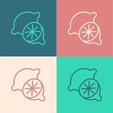 Pop art line Lime icon isolated on color background.  Vector Stock Illustration