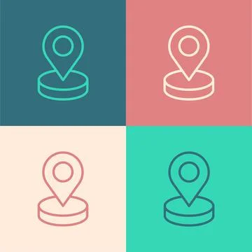 Pop art line Map pin icon isolated on color background. Navigation, pointer Stock Illustration