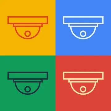 Pop art line Motion sensor icon isolated on color background. Vector Stock Illustration