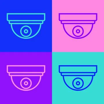 Pop art line Motion sensor icon isolated on color background. Vector Stock Illustration
