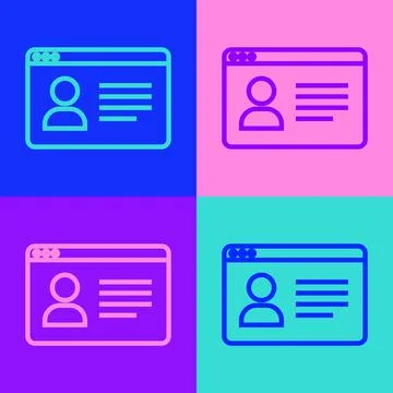 Pop art line Online class icon isolated on color background. Online education イラスト素材