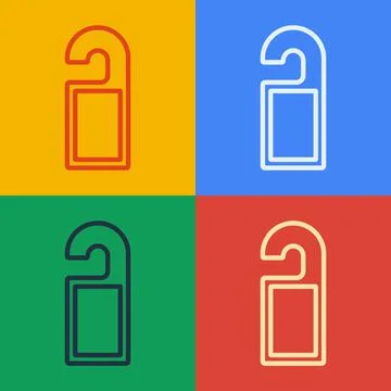 Pop art line Please do not disturb icon isolated on color background. Hotel Door Illustration
