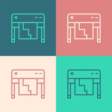 Pop art line Plotter icon isolated on color background. Large format Stock Illustration