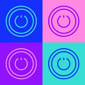 Pop art line Power button icon isolated on color background. Start sign. Vector Stock Illustration
