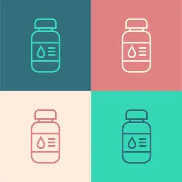 Pop art line Printer ink bottle icon isolated on color background. Vector Stock Illustration