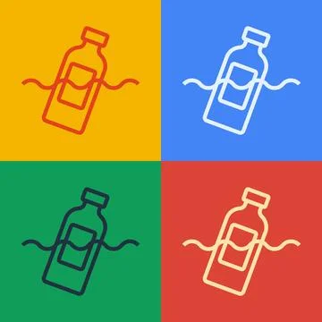 Pop art line The problem of pollution of the ocean icon isolated on color Stock-Illustration