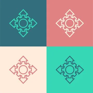 Pop art line Project team base icon isolated on color background. Business Stock Illustration