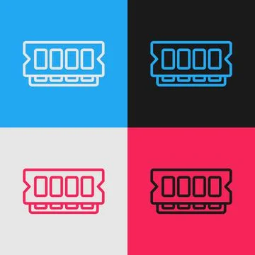Pop art line RAM, random access memory icon isolated on color background. Vector Stock Illustration
