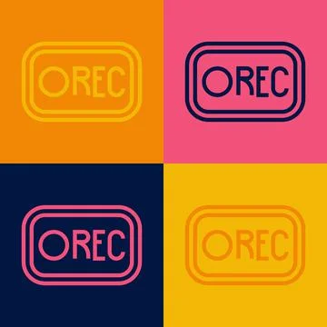 Pop art line Record button icon isolated on color background. Rec button. Vector Stock Illustration