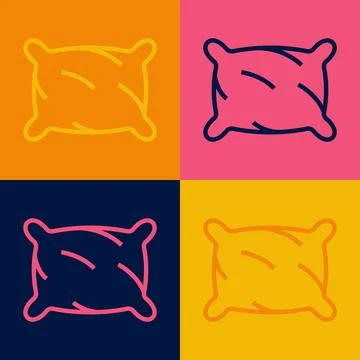 Pop art line Rectangular pillow icon isolated on color background. Cushion sign Stock Illustration