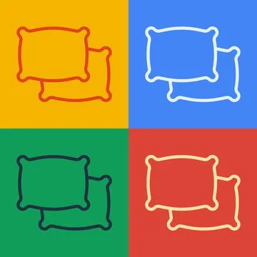 Pop art line Rectangular pillow icon isolated on color background. Cushion sign Stock Illustration