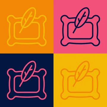 Pop art line Rectangular pillow icon isolated on color background. Cushion si イラスト素材