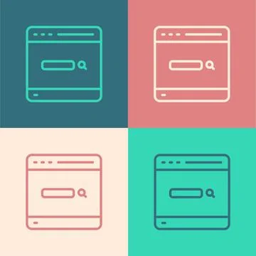 Pop art line Search engine icon isolated on color background. Vector Illustrazione stock