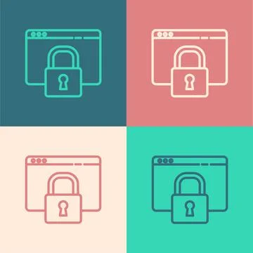 Pop art line Secure your site with HTTPS, SSL icon isolated on color background Illustration
