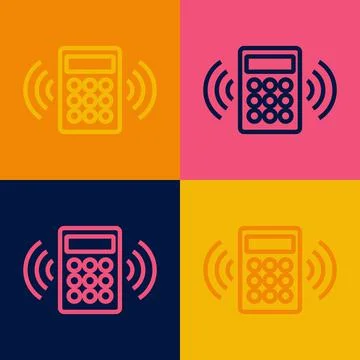 Pop art line Security system control panel with display icon isolated on color Stock Illustration