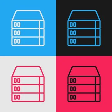 Pop art line Server, Data, Web Hosting icon isolated on color background. Vector Stock Illustration