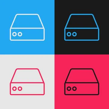 Pop art line Server, Data, Web Hosting icon isolated on color background. Vector Stock Illustration