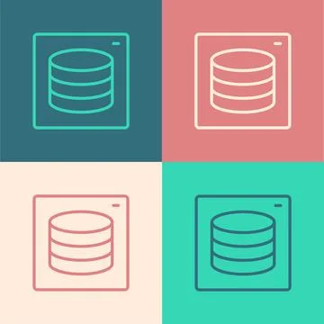 Pop art line Server, Data, Web Hosting icon isolated on color background. Vector Stock Illustration