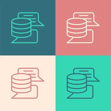Pop art line Server, Data, Web Hosting icon isolated on color background. Vector Stock Illustration