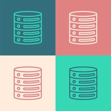 Pop art line Server, Data, Web Hosting icon isolated on color background. Vector Stock Illustration