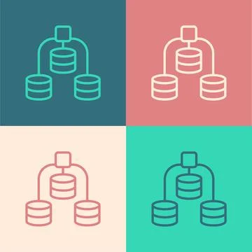 Pop art line Server, Data, Web Hosting icon isolated on color background. Vector Stock Illustration