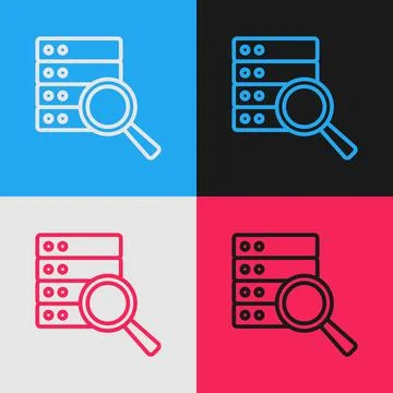 Pop art line Server, Data, Web Hosting icon isolated on color background.  Ve Stock Illustration