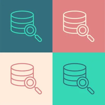 Pop art line Server, Data, Web Hosting icon isolated on color background.  Ve Stock Illustration
