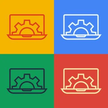 Pop art line Software, web development, programming concept icon isolated on Stock Illustration