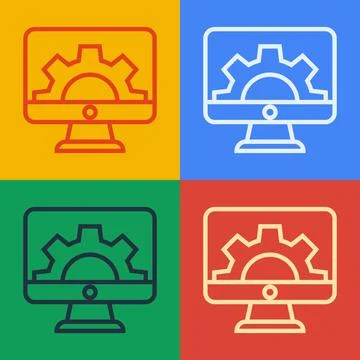Pop art line Software, web development, programming concept icon isolated on Stock Illustration
