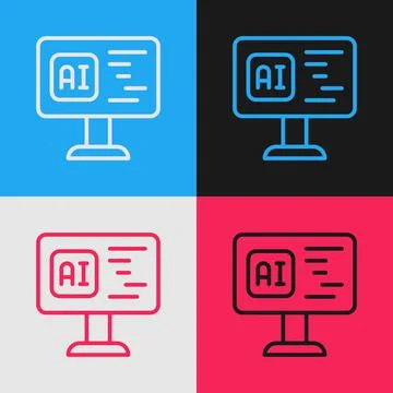 Pop art line Software, web developer programming code icon isolated on color Stock Illustration