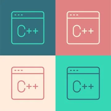 Pop art line Software, web developer programming code icon isolated on color Illustrazione stock