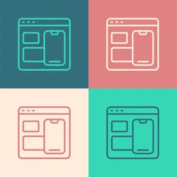 Pop art line Software, web developer programming code icon isolated on color Stock Illustration