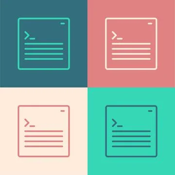 Pop art line Software, web developer programming code icon isolated on color Illustrazione stock