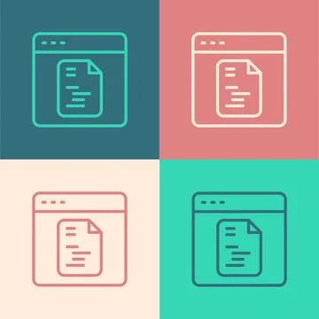 Pop art line Software, web developer programming code icon isolated on colo.. 스톡 일러스트